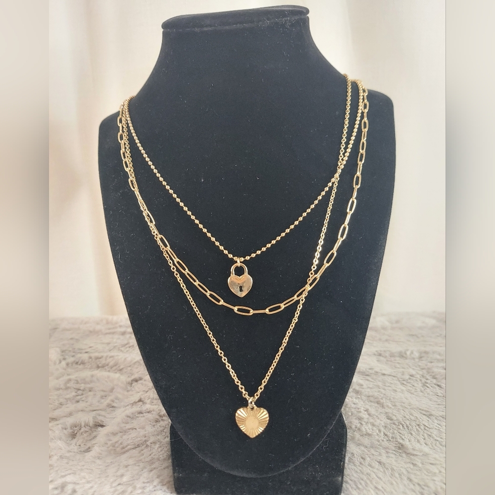 Time And Tru Gold Layered Heart Necklace 18$